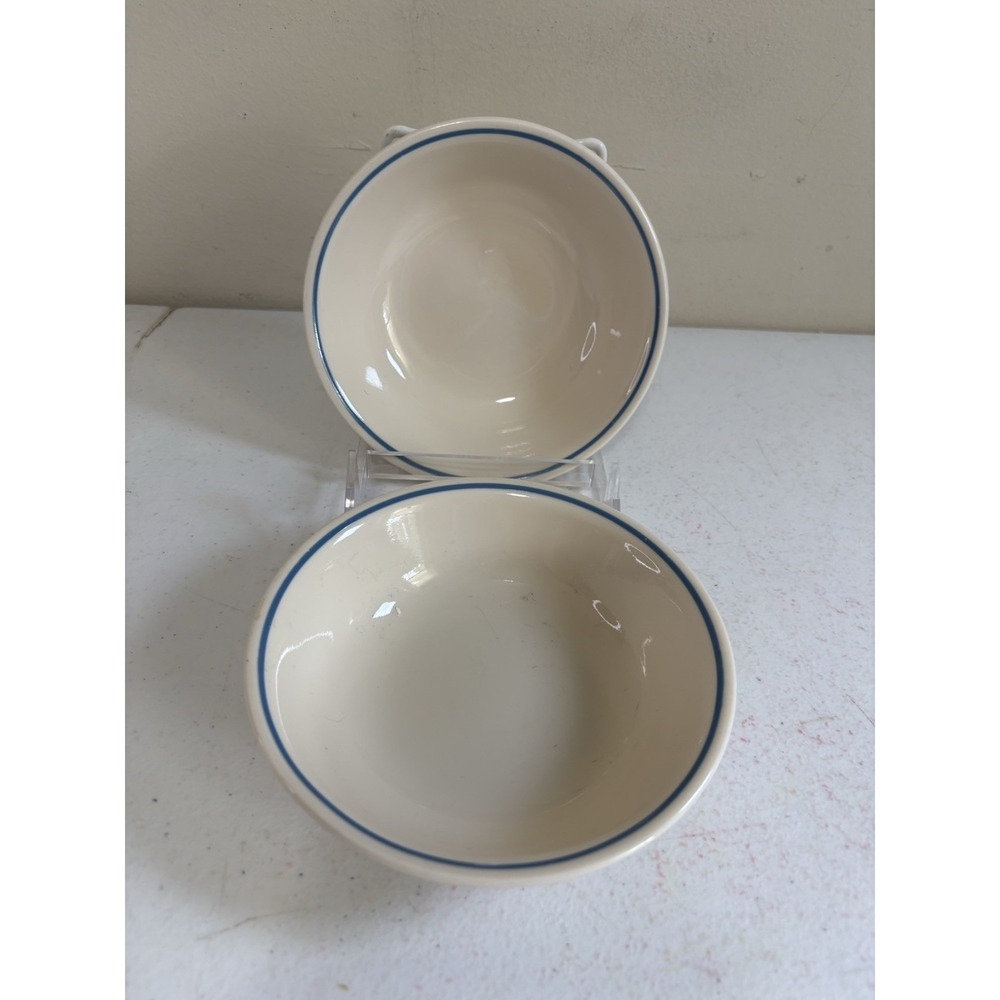 Corelle Navy Blue Rim Dessert Bowls 5.25" Sandstone Set Of 2